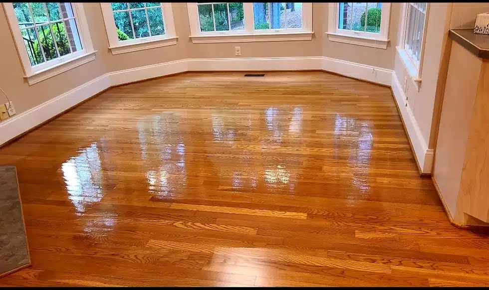 Living room hardwood refinishing